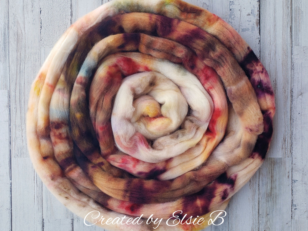 'Fallen Leaves' OOAK Organic Polwarth 4 oz