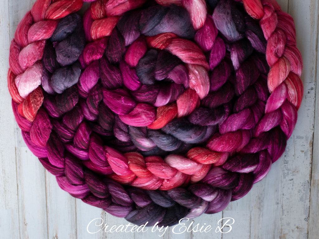 'Burgundy Dahlia' Organic Polwarth Silk 4 oz