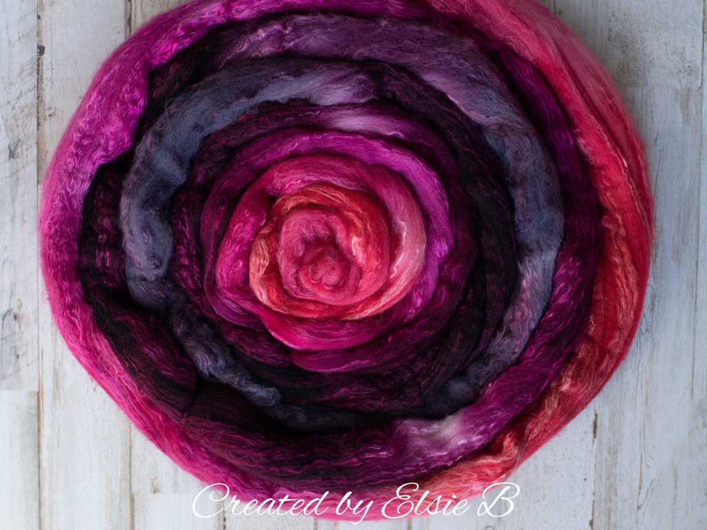 'Burgundy Dahlia' Organic Polwarth Silk 4 oz