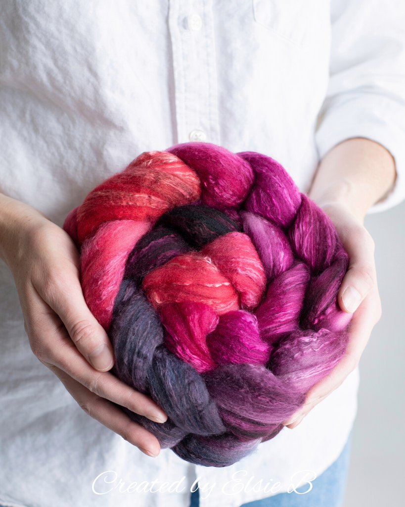 'Burgundy Dahlia' Organic Polwarth Silk 4 oz