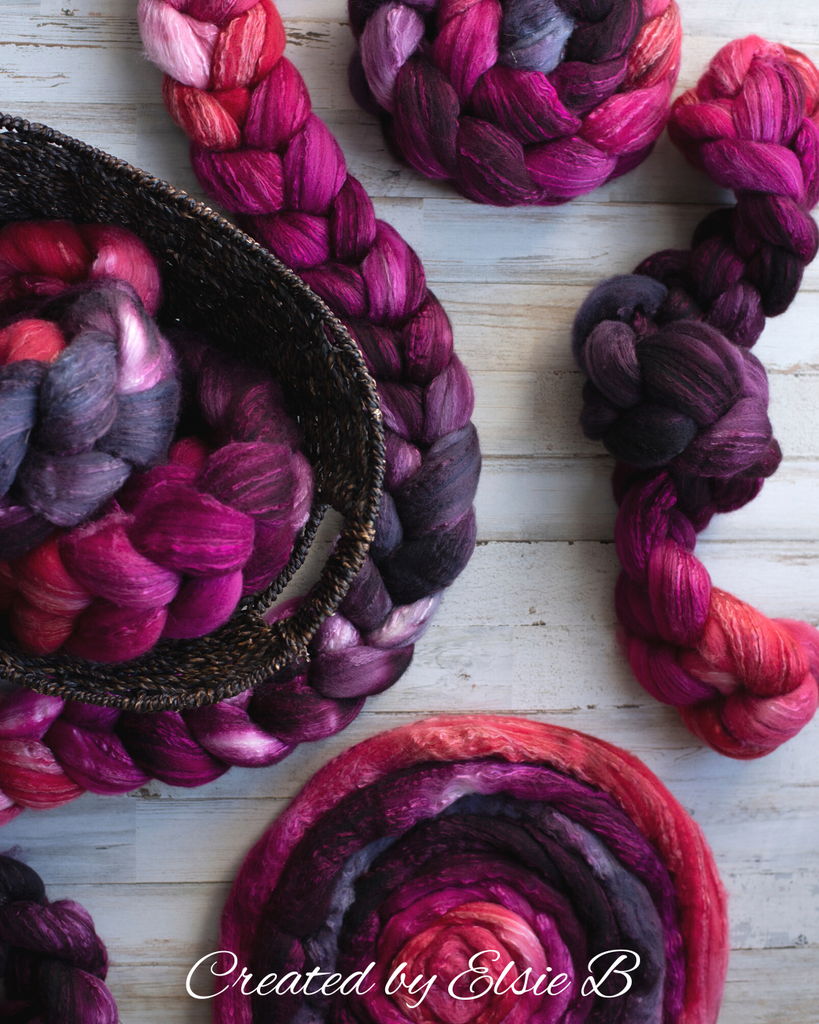 'Burgundy Dahlia' Organic Polwarth Silk 4 oz