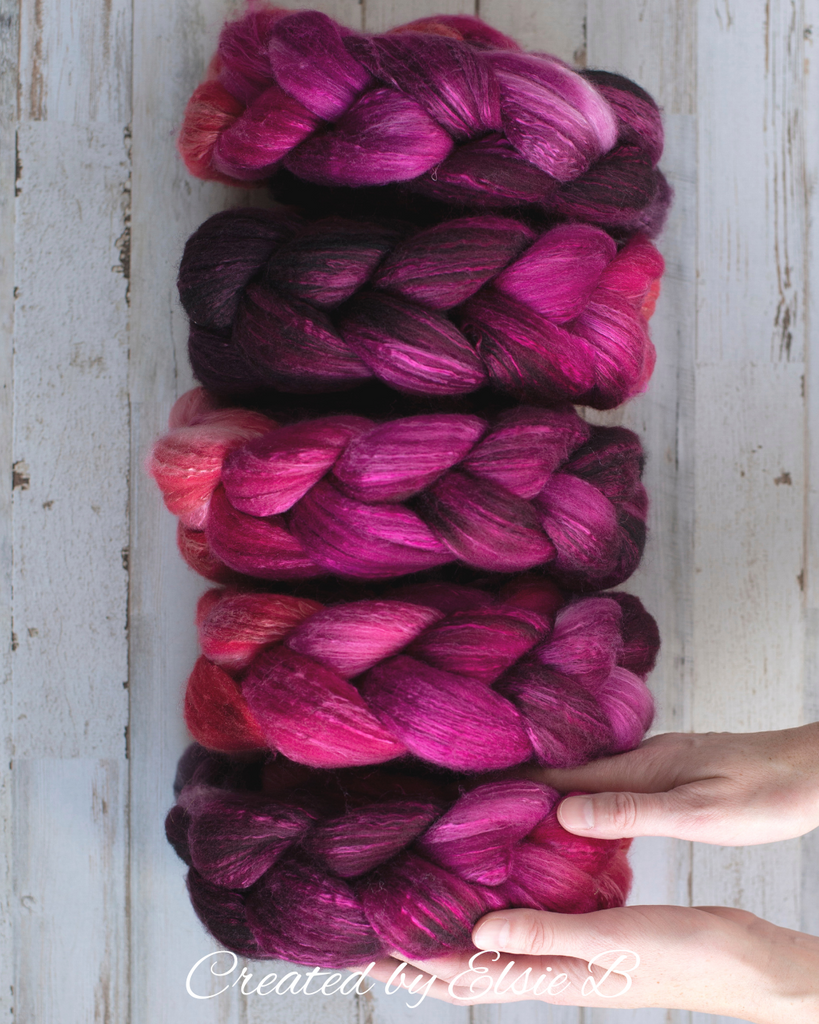 'Burgundy Dahlia' Organic Polwarth Silk 4 oz