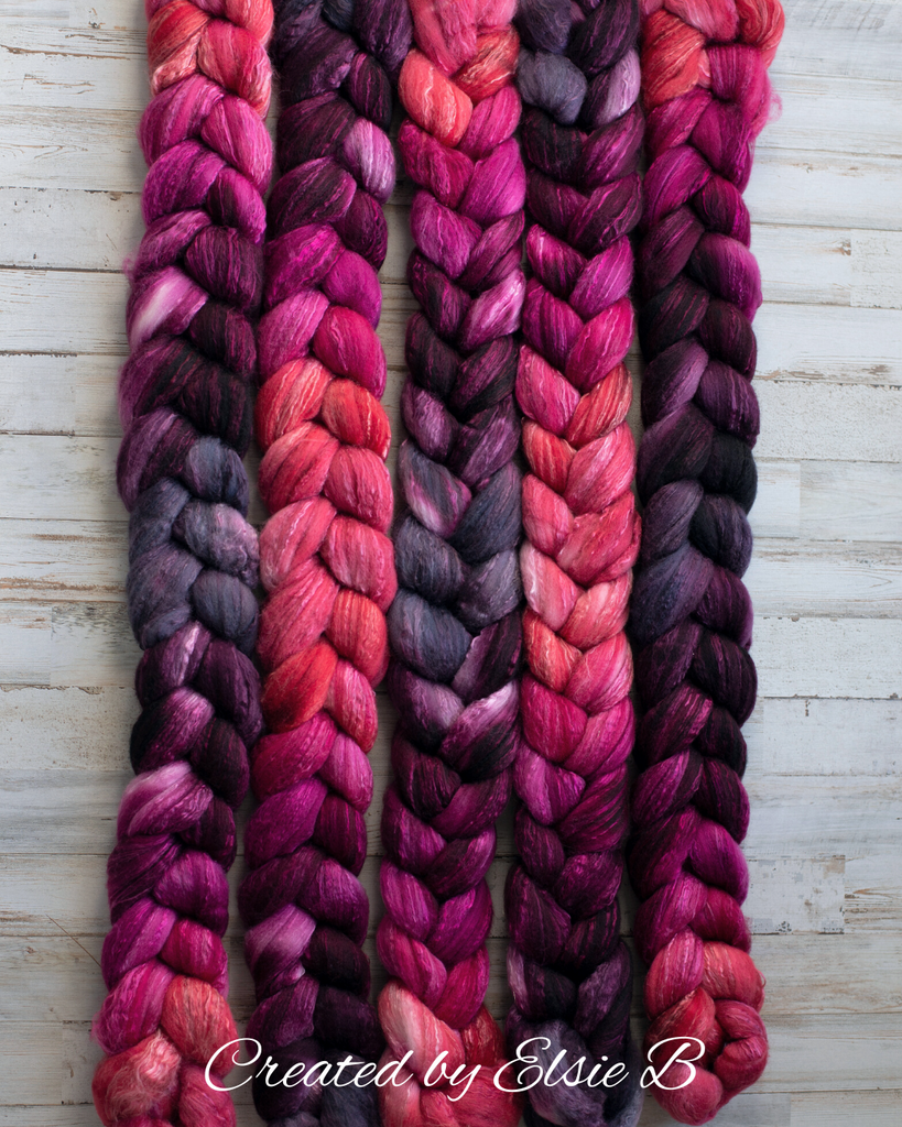 'Burgundy Dahlia' Organic Polwarth Silk 4 oz