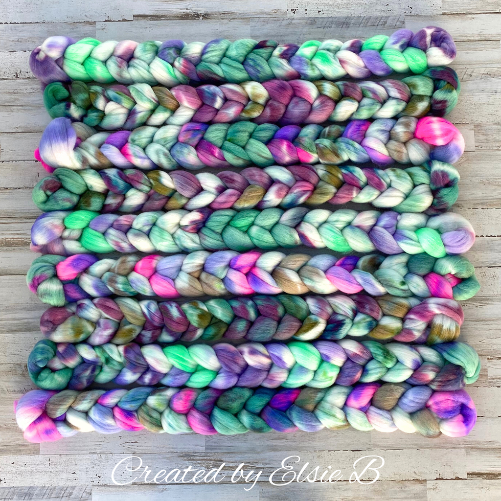 10.21 Green/Pink OOAK Falkland Merino 4 oz