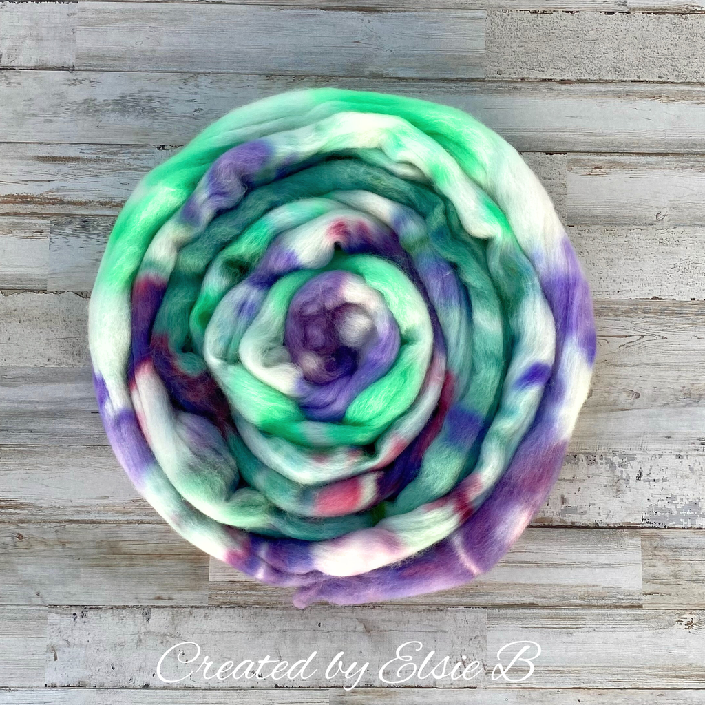 10.21 Green/Pink OOAK Falkland Merino 4 oz