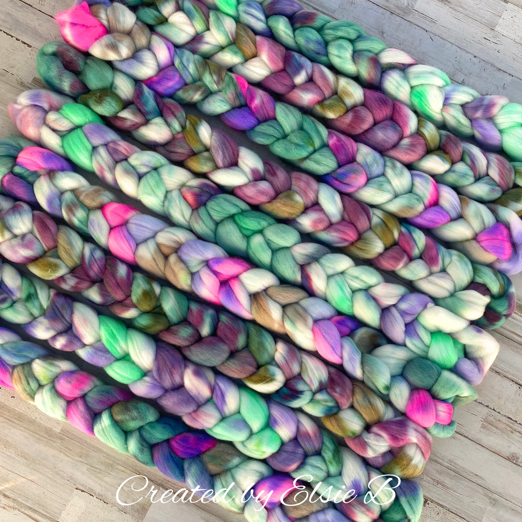 10.21 Green/Pink OOAK Falkland Merino 4 oz
