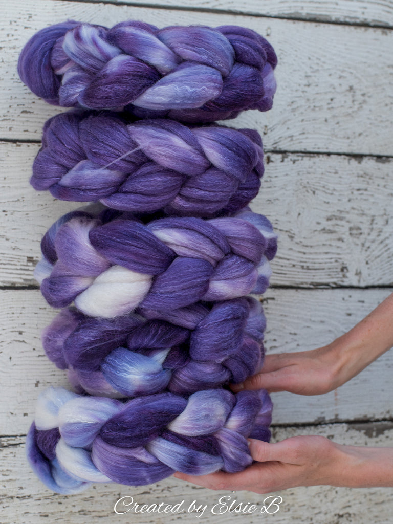 'Deep Purple' Organic Polwarth/ Silk 4 oz