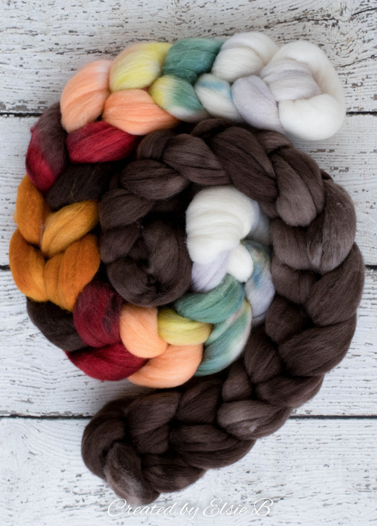 Polwarth &#39;Mink&#39; 4 oz semi-solid combed top for spinning, CreatedbyElsieB spinning fiber, brown hand dyed wool roving, learning to spin yarn