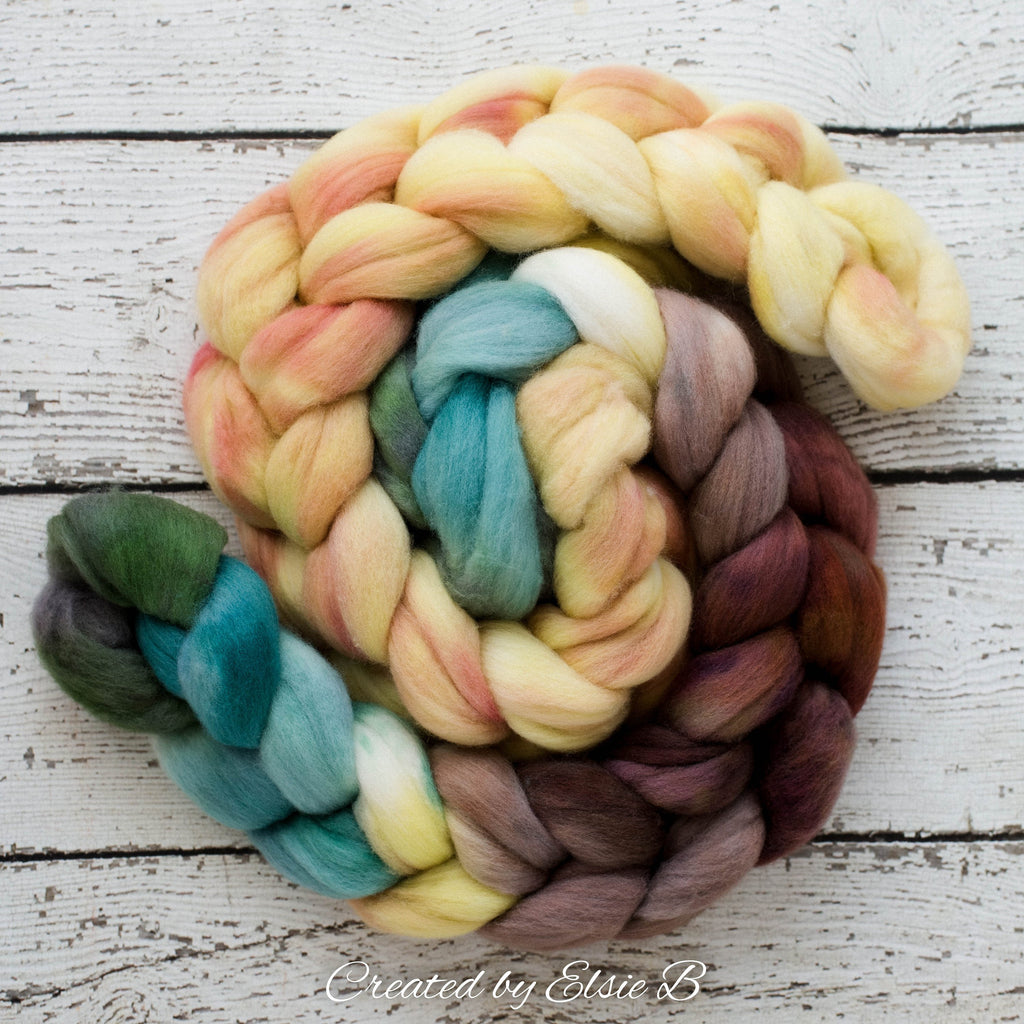 Polwarth &#39;Champagne&#39; 4 oz semi-solid combed top for spinning, Created by ElsieB spinning fiber, hand dyed wool roving, learning to spin yarn