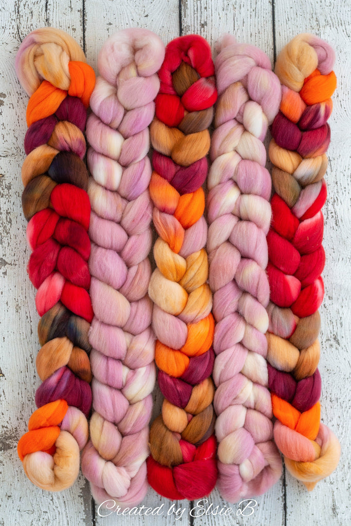Organic Polwarth &#39;Rose Water&#39; 4 oz semi-solid spinning fiber, gray roving for spinning, hand dyed roving, Created by Elsie B combed top