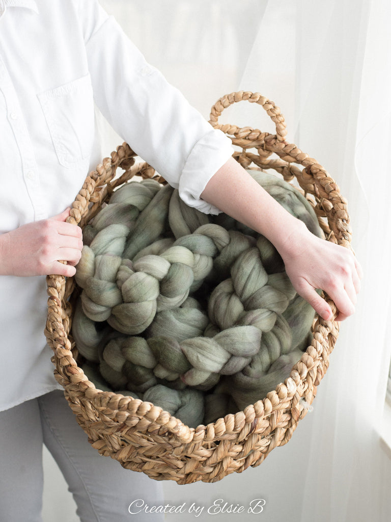 Polwarth &#39;Mossy Path&#39; 4 oz semi-solid combed top for spinning, Created by ElsieB spinning fiber, hand dyed wool roving, learning to spin